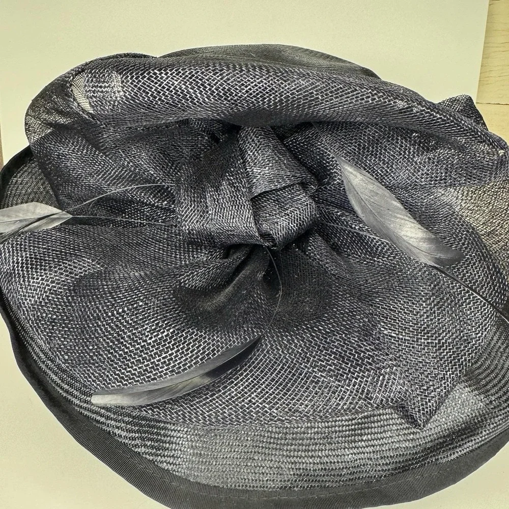 Vintage Ruth Kropveld Chapeau Creations Navy Organza Bow‎ Occasion Hat w Tag